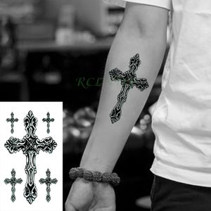 Водонепроницаемые временные наклейки татуировки крест племенные тотемные фальшивые татуировки флэш-вспышки татуировки татуряя рука рукой задняя нога для девушки женщин мужчины
