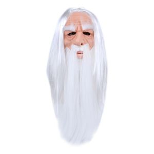 3d halloween headgear белый волосы длинноволосый волшебник старик парик маска дедушка латексная маска