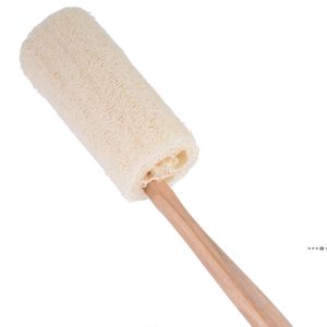 NEWNatural Loofah Bath Brush with Long Wood Handle Exfoliating Dry Skin Shower Body Scrubber Spa Massager RRE11605