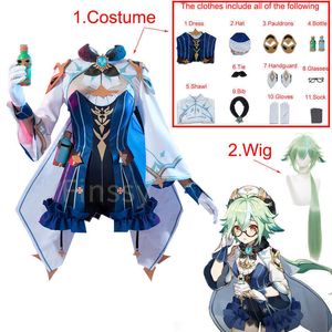Genshin Impact Knights sükroz cosplay kostümü Cadılar Bayramı Karnavalı Yetişkin Bayanlar Şişe Gözlük Eldivenleri Dahil Etek Y0903