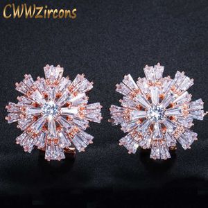 Gioielli di lusso con zirconi cubici Colore oro rosa Grande fiocco di neve scintillante Grandi orecchini di cristallo di zircone per ragazze CZ137 210714