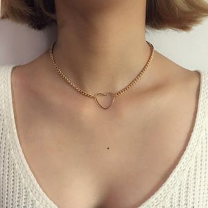 Hollow Heart Choker For Women Wholesale Statement Necklace Gold Silver Color Dainty Love Pendant Necklaces Gift Dropshipping