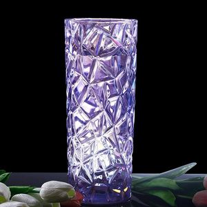 Вазы фиолетовый срезанный стеклянный морозный цветочный ваза декоративный кварцевый хрустальный кувшин для ремесленных аксессуаров, предоставление домашнего декора свадебный подарок