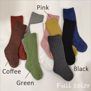 Bebek Çorap Kızlar Diz Yüksek Uzun Footsocks Yumuşak Pamuk Şerit Çorap Yenidoğan Erkek Katı Rahat Çoraplar 16 Renkler BT6566