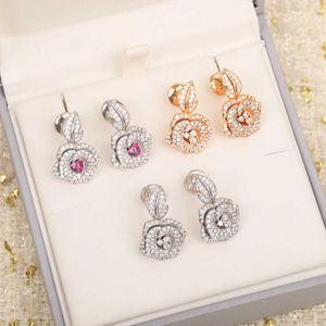 2022 nova marca pura 925 prata esterlina jóias rosa flor brincos design de luxo casamento qualidade superior festa jóias finas