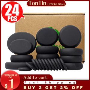 Tontin 24pcs set Hot Stone Massage Set spa massaging stones massager care jade basalt stone beauty salon health care lava rosh