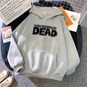 Hoodies Mann The Walking Dead Drucken Hoodies Mann Fleece Harajuku Lose Mit Kapuze Streetwear Herren Bequeme Hoody Anime Sweatshirts H1227