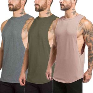 3 Pack Fitness clothing blank sleeveless shirt mens gym stringer tank top bodybuilding men sportwear undershirt fashion vest 210421