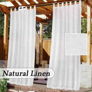 Летние натуральные льняные белые наружные завесы для съемных липких вкладки Топ водоустойчивые шторы для Patiogarden 210913