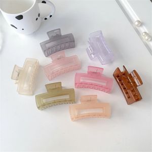Rectangle Hair Claw Clips Solid Color Plastic Grab Women Korean Hair Accessories For Girls Bath Ponytail Holder Hair Clamp