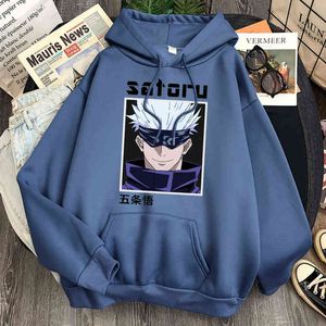 HJUTSU KAISEN Anime Baskı Moda Hoodies Harajuku Gojo Satoru Karikatür Gevşek Tişörtü Hoody 2021 Erkek Bahar Streetwear Top H1227