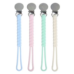 Pacifier Chain Silicone Pacifier Ремешок с металлическим клипсом детское младенческое прорезанное зубовое сопровождение Держатель Toother Soaters Clips Сердце плетеный HappyBaby Pattern