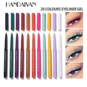 Handaiyan 20 Color Cream Gel Delineador Lápis Maquiagem Rotate Eyeliners À Prova D' Água Perolado Matte Não É Fácil Tonturar Olhos Maquiagem