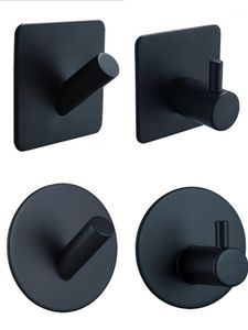 Hooks & Rails Adhesive Matte Black Stainless Steel Towel Holders For Hanging Clothes Kitchen Bathroom Hook