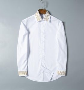 Lüks Tasarımcılar Toptan Erkek Gömlekler Katı İnce Uzun Kollu Marka İş Elbisesi Chemise Homme Camisa Sosyal Masculina M-3XL#01