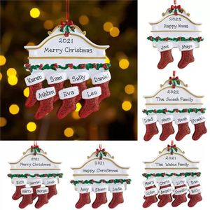 Meias de Resina Personalizadas Família de 2 3 4 5 6 7 8 Ornamento de Árvore de Natal Decorações Criativas Pingentes DHL Free