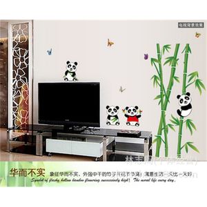 Sevimli Panda Bambu Büyük Duvar Çıkartmaları Ev Dekor Oturma Odası DIY Sanat Çıkartmaları Dekorasyon için Çıkarılabilir PVC Duvar Sticker 210420