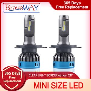 Braveway Oto Lambaları LED Çip H1 H4 H7 H8 H11 9005 HB3 9006 HB4 Araba LED Far Ampul Sis Işık 16000LM 6500 K 50 W Dönüşüm Kiti