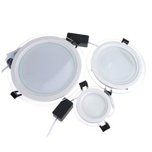 2021 Dimmabable LED panel Downlight 6W 12W 18W Yuvarlak Cam Tavan Gömülü Işıklar SMD 5730 Sıcak Soğuk Beyaz Led Işık