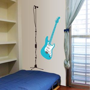 Новый мультфильм гитарный микрофон гостиная спальня дома украшения стены наклейки в стене, чтобы придерживаться стены 210420