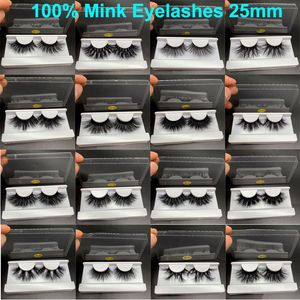 Real Mink Eyelash Soft Fluffy False Eyelashes 25mm Messy 3D 5D Lashes Luxury Natural Big Volume Lashes Crossed Thick Curl Long Dramatic Lash Makeup Tools