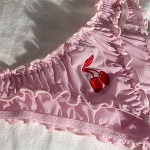 Kadın Thongs, Işlemeli Kiraz T Geri Düşük Bel Külot Kadınlar için Seksi Dikişsiz V-Şekli Tasarım Dantel Thongs