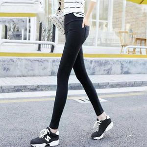 2019 Seksi Katı Pamuk Kalem Pantolon kadın Ayak Bileği Uzunluk Tayt Yüksek Bel Streç Pantolon Kadın Rahat Giyim Siyah Beyaz Q0801