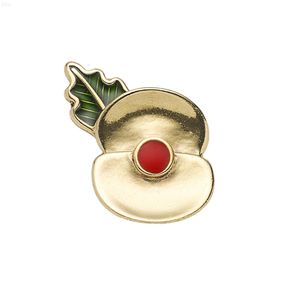 4/5 Inch Gold Tone 2017 Passchendaele 100 Poppy Floral Brooch Lapel Pin Rememrance Day Gifts