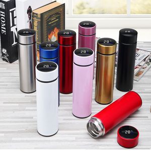 500 ml Akıllı Su Şişesi Sıcaklık Ekran Paslanmaz Çelik Vakum Kahve Kupa LCD Dokunmatik Ekran Skinny Tumbler Sızdırmaz Kapaklı