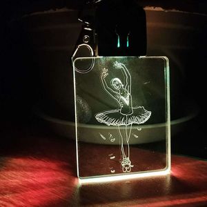 Светодиодный 3D акриловый брелок RGB красочный ночной светильник ключ подвесной светильник свадьба рождественский декор подарочный ключ кольцо