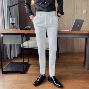 Yaz Erkek Takım Elbise Pantolon Casual Slim Fit Beyaz Siyah Gelinlik Pantolon Erkekler Takım Elbise Pantolon Erkekler Için İş Resmi Elbise Pantolon 210528
