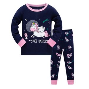 Atlama Metre Varış Uzun Kollu Pijama Hayvanlar Baskı Unicorn Çocuk Kıyafetleri Sonbahar Bahar Giysileri için Ev 210529