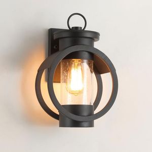 Tek Işık Dış Led Duvar Fener Lambaları Mat Siyah Açık Kapalı Aplik Işık 7 W Filament Edison Ampul Duvarlar Dağı Aplikleri Porch Lamba 85-265V