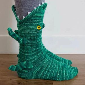 Рождественский подарок крокодил носки динозавров вязание животных носки для животных вязаный рисунок причудливый аллигатор вязание манжеты новогодний декор