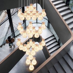 Long Pendant Lamps For Duplex Building Villa Stairwell Sales Department Shopping Hotel Restaurant Spiral Staircase LED Lights