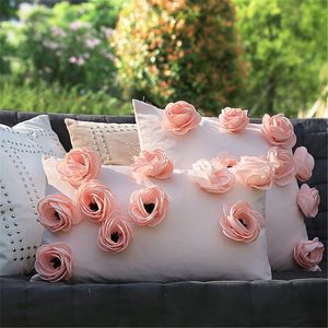 Ev Dekoru Tasarımcısı Pembe Özet 3D Çiçek Atma Yastık Kapağı Yastık Kılıf Sandalye Kanepe Kraliyet Aile Düğün Funda Cojines Yastık/Dekoratif