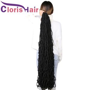 36 inç Dağınık Boho Nu Yumuşak Locs Kıvırcık Tığ Örgü Sentetik Saç Uzantıları Doğal Tanrıça Faux Loc Afro Dread Örgüler Siyah Kadınlar Için