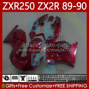 Motorradverkleidungen für KAWASAKI NINJA ZX2R ZXR250 ZX 2R 2 R R250 ZXR 250 89 90 Karosserie 84Nr. 48 ZX2 R ZX-2R Candy Red ZXR-250 1989 1990 ZX-R250 89-98 Ganzkörper-Kit