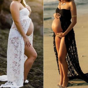 Nuova estate coppia maternità fotografia puntelli maxi abito di maternità abito floreale fantasia riprese fotografiche abiti in gravidanza plus size X0705