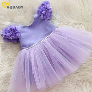 6 M-6Y Yaz Bebek Çocuk Kız Tutu Elbiseler Çiçek Inci Prenses Doğum Günü Partisi Gelinlik Giyim Için 210515