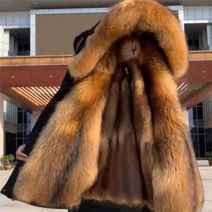 Aşağı Uzun Su Geçirmez Ceketler Faux Kürk Ceket Adam Kış Ceket Için Kirpon Ceket Erkekler Kış Sıcak Palto Erkekler Giyim 211104