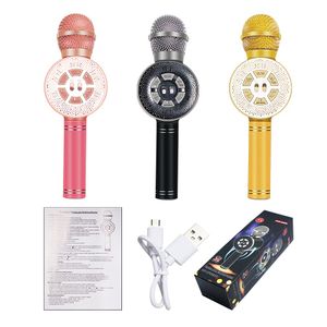 WS669 Mikrofon Renkli LED Işıkları Cep Telefonu Karaoke Mikrofon Kablosuz Kayıt Stüdyosu Konferans Mic