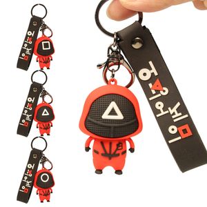 Корейский телевизор Сери навреждения мобильных телефонов Ремни Squid Game Keychain 3D Pedant PVC Ключ Аксессуары Орнамент