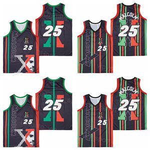 Men Movie Film 1992 Power 25 Malcolm X Basketball Jersey Preto Equipe Cor Hiphop Puro Algodão Bordado e Ed Hip Hop Respirável para Fãs de Esporte de Boa Qualidade