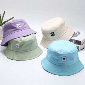 Fashion Women Bucket Hat New Candy Colors Smile Face Sun Hat Outdoor Sports Travel Beach Caps Fishermen Hats Hip Hop Caps