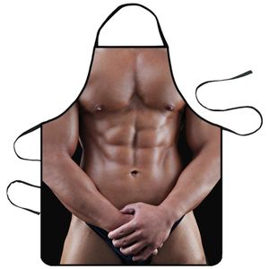 Aprons Kitchen Apron Male Personalized Work Clothing For Cooking BBQ Individual Muscle Printing Men Funny