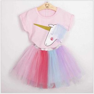Baby Girl Rainbow Color TUTU Юбка Unicorn Одежда для детей 2-7RYS Мультфильм Девушки 210529