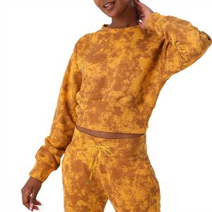 Kravat Boyalı Büyük Spor Suit kadın Eşofman Sonbahar Kış Uzun Kollu Koşu Yoga Giysi Fitness Üst Tayt Casual Setleri Gömlek Pantolon Spor Giysileri