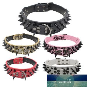 5,1 cm breites, scharfes, mit Nieten besetztes Leder-Hundehalsband für Pitbull, Bulldogge, großes Halsband, verstellbar, für mittelgroße und große Hunde, Boxer, XS, S, M, L