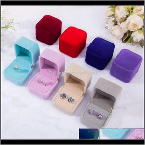 Drop Delivery 2021 Fashion Veet Boxes Cases For Only Rings Stud Earrings 12 Color Jewelry Gift Packaging Display Size 5Cm4Dot5Cm4Cm X7D9L